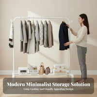 Multi-Functional Rolling Clothes Rack Heavy Duty Rolling Garment Rack Easy Assembly Freestanding Clothes Organizer Space Saving for Homeowners, Renters, Students, Bedroom, Entryway, Closet, Laundry Room