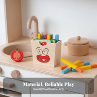 And Pretend Pretend Meal Pieces Toy Culinary Play Set Wooden French Fries Matching Game Screen Fun for Children