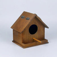 Integrated Feeding Wooden Bird Box, 60mm Entrance Bird Box and Bird House for Parakeets, Hanging Nesting Shelter for Garden and Outdoor Use