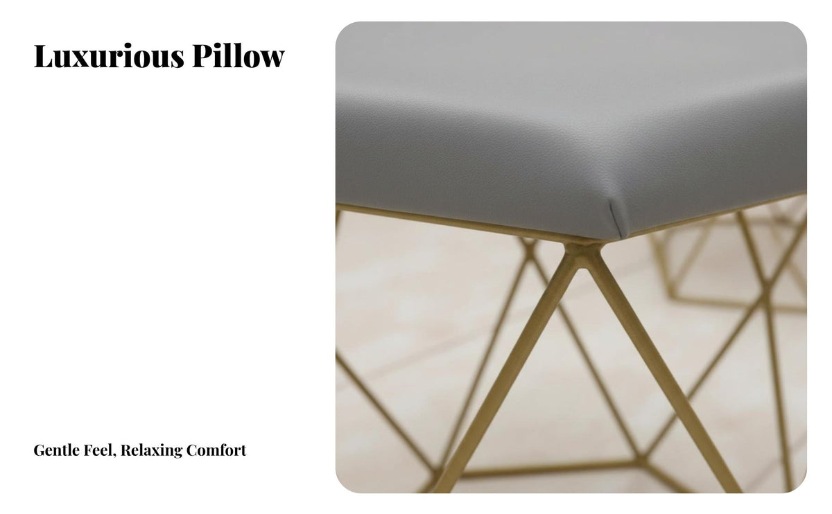 Light Luxury Design Round Upholstered Stool Minimalist design Footrest Sturdy Metal Frame Household Furniture space-saving Size for Adults, Home Decorators, homeowners, Living Room, Bedroom, Entrymanner