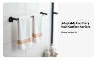 Drilltool-Less Installation Extendable Suction Cup Bar Multi-Purpose Towel Holder Heavy-Duty Bathroom Hardware Safe Rounded Edges for Renters, Homeowners, Families, Laundry Room, Kitchen, Closet