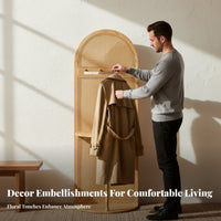 French Design Unrestricted Standing Divider with Shelves Vintage Aesthetic Arched Panel with Shelf Multi-Functional Partition Screen Easy Assembly for Interior Design Enthusiasts, Small Apartment Dwellers, Closed Ice Workers, Entryway, Bedroom