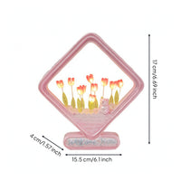 Flower Night Light Illuminated Flower Lamp Flower Night Light LED Flower Lamp with Wooden Base Warm for Bedroom, Desk