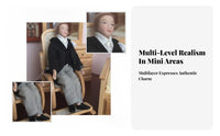 Bendable Knees Male Tuxedo Doll Moving Arms 1:12 Scale Doll Ceramic Head 1:12 Scale Suit Set Textile Clothing for Dollhouse Hobbyists, Collectors