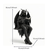 Dark Cloaked Figure Statue Sturdy Sitting Statue Creepy Shelf Sitter Spooky for Display Cabinet