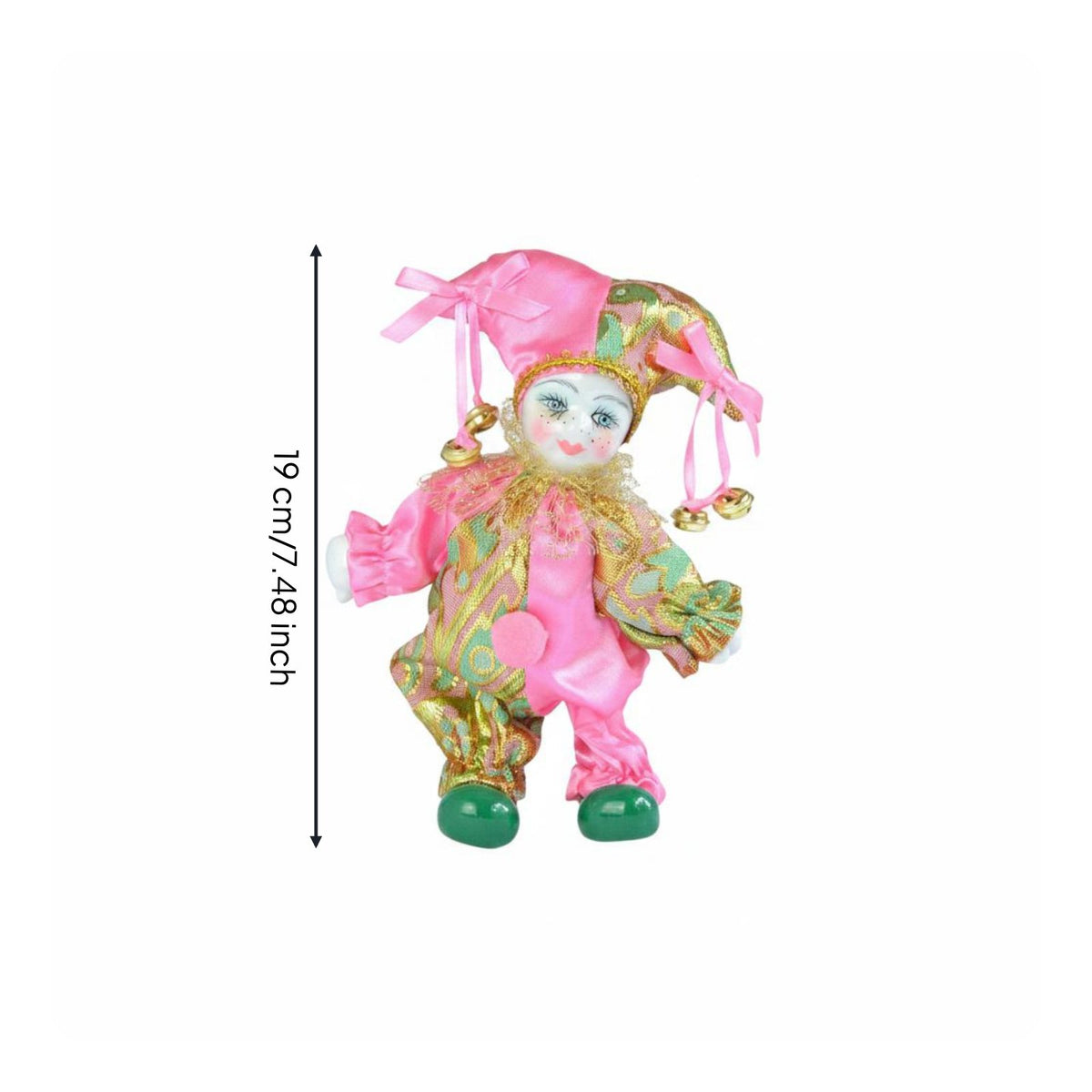 Festive Doll Collectible Clown Figurine Handmade Look for Gift Giving