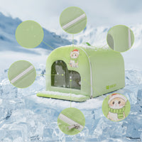 Pet Cooling House Portable Pet House with Curtain Cooling Den Ventilated Shelter Safe for Cats, Indoor, Floor