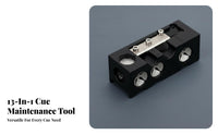 Long-Lasting ABS Material 13-in-1 Cue Tip Tool Portable Multi-Functional Tip Repair Tool Compact for Tournaments
