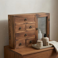 Wood Storage Cabinet Vintage Finish Drawer Cabinet Hand-Finished Tabletop Organizer for Vanity Table
