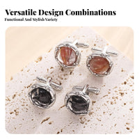 Crystal Cufflinks Set Polished Alloy Sparkling Crystal Ring for Business