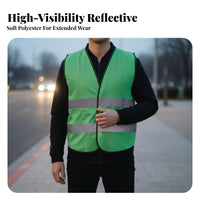 Reflective Safety Vest Hook-and-Loop Fastener Closure High Visibility Work Vest Highway Side Safety Gilet Lightweight Safety