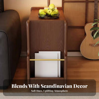 Vintage Design Wheeled End Table with Magazine Holder Space-Saving Design Mobile Storage Unit Sturdy Construction Indoor Furniture Polished Rounded Corners for Small Apartment Dwellers, Homeowners, Students, Living Room, Bedroom, Home Office