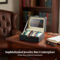Dustproof Bracelet Storage Box Large Capacity Bracelet Organizer Box Faux Leather Exterior for Closet