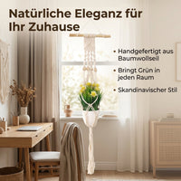 Macrame Plant Hanger, Handwoven Plant Hanger from Natural Fiber Rope, 85cm Long, for Indoor & Outdoor, Garden & Balcony, Nordic Style