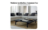 Minimalist Design Square Block-Leg Low Table Wabi-Sabi design Living Room Furniture Nordic Aesthetic Natural Wood Look for Interior Designers, Homeowners, Families, Lounge, Reception Area, Home Office