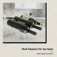 Tabletop Wine Rack Holds 3 Bottles Bottle Holder Clear Look Modern Style for Homeowners, Gift Givers, Pantry, Basement, Man Cave