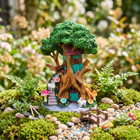 Fairy Garden Tree House Tree-House Figurine Decorative Fairy Garden Ornament for Gardeners, Patio, Planter