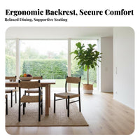 Wabi-Sabi Aesthetic Woven Seat Chair French Vintage Inspired Woven Back Chair Breathable Weave Dining Seating Armless for Apartment Dwellers, Interior Decorators, Cafe Owners, Kitchen, Living Room, Restaurant, Home Office