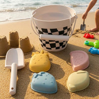 Matte Finish Silicone Beach Toy Set Raised Details Sand Pail and Shovel Set Molded Silicone Beach Toys Easy to Clean for Children, Water Play