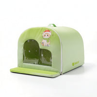 Pet Cooling House Portable Pet House with Curtain Cooling Den Ventilated Shelter Safe for Cats, Indoor, Floor