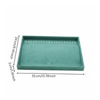 Green Jewelry Display Tray Flocked Velvet Jewelry Tray Rectangular Accessory Storage Raised Rim