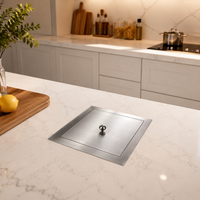 Built-in Flush Trash Can Lid, Round Drop-in Countertop Waste Disposal Grommet, Stainless Steel for Commercial Cafe Counter