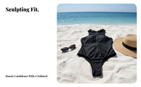 Fastener Front Single-Piece Swimsuit Quick-Dry Material Uniform Color Wave Suit Zip Front Bathing Suit Breathable