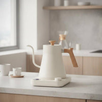 Exact Temperature Control Electric Gooseneck Kettle Wood-Grain Gooseneck Kettle with Spout Modern Appliance Fast Heating for Coffee Lovers, Tea Drinkers, Kitchen, Office
