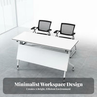 Folding Training Table Foldable Top Training Table Space-Saving Mobile Fold-over Desk for Educators, Event Planners, Classroom, Meeting Room