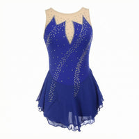 Figure Skating Dress Flared Skirt Sleeveless Skating Dress Breathable Glittering Stage Costume for Dancers