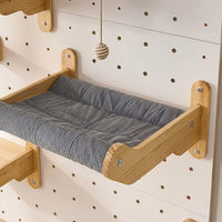 Cat Activity Center Wall Mounted Pegboard, DIY Wood Climbing Wall with House, Japanese Style Walkways and Furniture Climbing for Indoor Cats