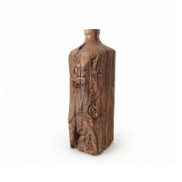Wooden Vase Imperfection-Appreciating Bottle Vase Minimalist Flower Holder for Essentials-Focused Decorators, Tea Room