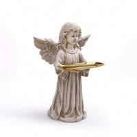 Angel Figurine with Tray Tabletop Angel Statue with Tray Resin for Living Room