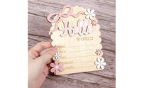 Wooden Baby Milestone Plaque with Ribbon Scalloped Birth Announcement Plaque Compact Welcome Baby Sign Lightweight for Expectant Parents