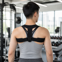 Adjustable Upper Back Posture Support, Black Textile Back Brace for Shoulder Alignment, Discomfort Relief, Body Shaping & Massage, Universal Fit