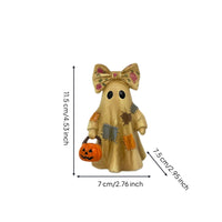 Spooky Witch Figurine Resin Specters Figurine with Pumpkin Bucket Miniature Sculpture for Mantel, Office Desk
