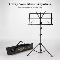 Portable Folding Music Stand for Guitar Guzheng and Other Instruments, Adjustable Height, with Carry Bag