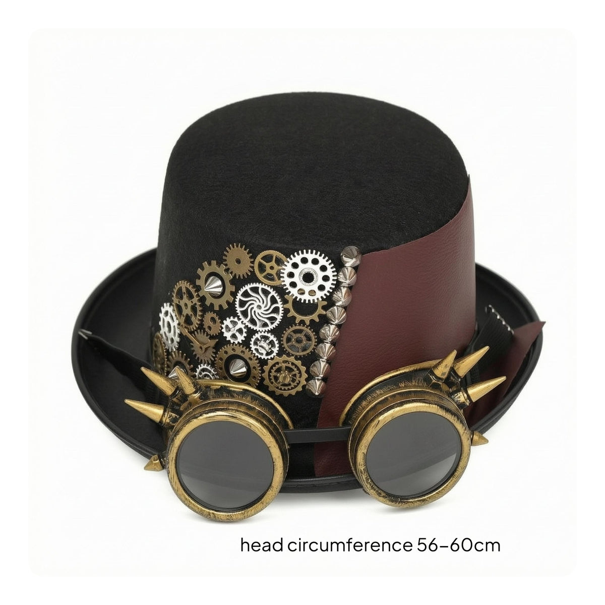 Black Steampunk Hat with Goggles Metal Gear Decorations Steampunk Top Hat