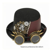 Black Steampunk Hat with Goggles Metal Gear Decorations Steampunk Top Hat