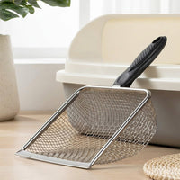 Cat Litter Sifter with 2.8mm and 3.8mm Holes, Stainless Steel Handle Scooper Cat Tool, Shallow Design Litter Scooper for Daily Box Cleaning