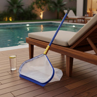 Reinforced Rim Pool Foliage Skimmer Fits Standard Pole Pool Skimmer Net Blue Frame Water Cleaning Gear for Pools, Ponds
