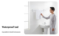 Rust-Proof Double Bar Towel Hanger Waterproof Double Bar Wall Mount Includes Hooks Bathroom Fixture Space-Saving for Homeowners, Families, DIY Enthusiasts, Restroom, Hotel, Laundry Room, Kitchen