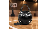 Basketball-Shaped Purse Faux-Leather Basketball Handbag Sporty Crossbody Shoulder Bag with Shoulder Strap for Concerts