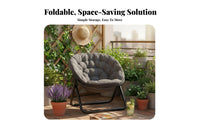 Foldable Design Tufted Moon Chair Space-Saving Folding Padded Chair Comfortable Padding Portable Seating Oversized Comfort for Students, Young Adults, Gamers, Dorm Room, Balcony, Reading Nook, Small Areas