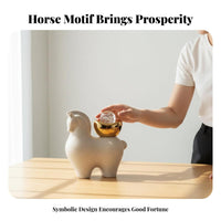 Luxury Wealth Horse Statue Great Gift New Chinese Design Ornament Elegant Design for Business Owners, Living Room, Office, Entryway