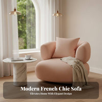 Curved rose-colored Settee French aesthetic Curved Couch Minimalist Design Loveseat for Interior Designers, Business Owners, Reception Area, Bdirectlyique, Living Room