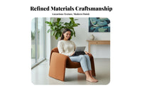 Minimalist Design Sculptural Armchair Ergonomic Comfort Lounge Chair High-Density Foam Household Furniture Non-Pilling Textile for Homeowners, Adults, Living Room, Reception Area, Reading Nook, Pale Ice