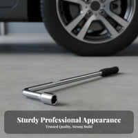 Chrome Vanadium Steel L-Shaped Tire Wrench Non-Slip Grip L-Type Lug Nut Wrench High Rotational Force for Mechanics, DIYers