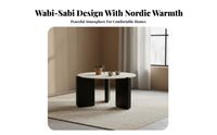 Wabi-Sabi Aesthetic Round Low-Profile Table Minimalist Design Low-Profile Center Table Natural Texture Top Living Room Furniture Space-Saving for Apartment Dwellers, Homeowners, Interior Designers, Small Areas, Balcony, Lounge Area, Office Reception