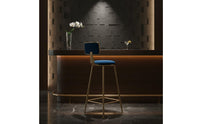 Upholstered Bar Stool with Backrest Light Elegant Design Gold Metal Frame High Stool Modern Kitchen Island Chair for Cafe, Reception Desk